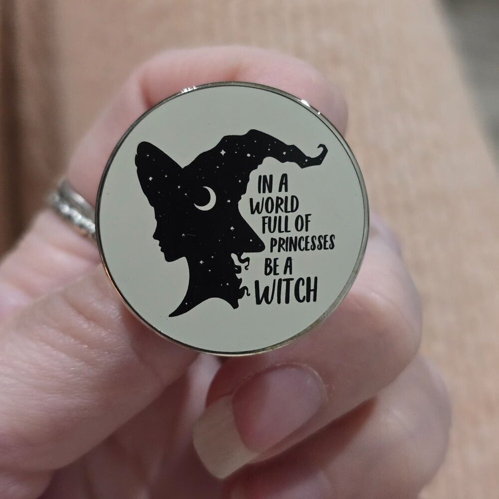 Be a Witch ✦ Enamel Pin ✦ Gothic Quote Brooch w/ Silhouette & Butterfly Clasp